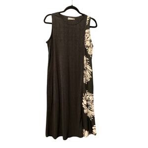 Alembika abstract black colorblock floral sleeveless lagenlook dress  3 US 12